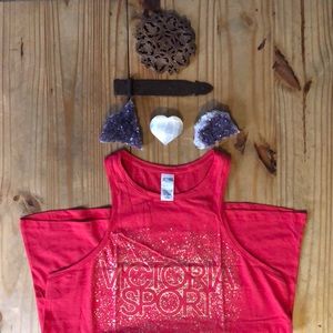 Victoria’s Secret Pink Sport Red Gold Glitter Tank